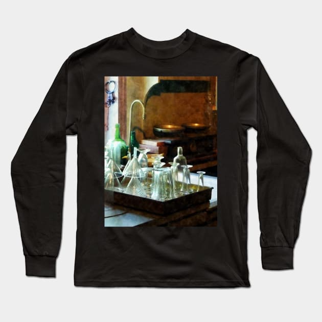 Pharmacy - Glass Funnels and Bottles Long Sleeve T-Shirt by SusanSavad